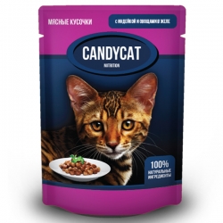 CANDYCAT влаж.д/кошек 85г с индейка с овощами в желе СРОК РЕАЛ 03.26