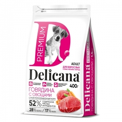 Delicana сух.д/собак мелких  пород 400г Говядина с овощами бренд