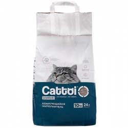 Наполнитель Cattoi Premium 10 кг минеральный комкующийся,бумажный пакет