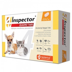 Inspector Quadro Tabs  таблетки  от вн. и внутр. паразит для кошек и собак 0,5 - 2 кг
