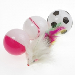 Набор игрушек д/кош 4 пр. ( мяч 3 шт, мышь 1 шт), Jack&King