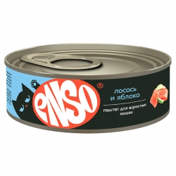 ENSO Корм конс полнор д/кошек, паштет с лососем и яблоком, ж/б 100г
