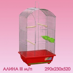 Клетка д/птиц АЛИНА-3 мал.поддон (1 жерд+1кач+ 2 корм)