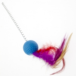Дразнилка Шар с перьями на пружине с присоской, 30см Чистый котик