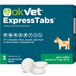 OKVET ExpressTabs для собак от 5 кг до 15 кг