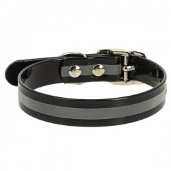 Ошейник биотан со светоотраж. полосой шир. 25мм, обх. шеи. 44-56,5см, черный, Каскад