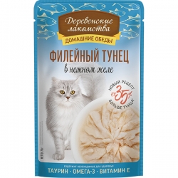 Деревенские лакомства д/кош Филейный тунец в нежном желе 70г