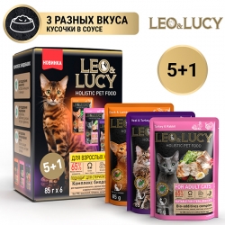 LEO&LUCY холистик влаж. д/кош.85г Кусочки в соусе Ассорти 5+1