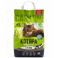 КОТЯРА  наполн.Комкующийся с активированным углем 19л (8,0кг) крафт-пакет