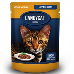 CANDYCAT влаж.д/кошек 85г с курицей в желе СРОК РЕАЛ 24.09.26н