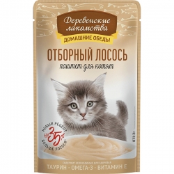 Деревенские лакомства д/котят пауч Отборный лосось паштет 70г