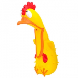 Игрушка д/собак Курица Крэйзи желтая с пищалкой, латекс, 18 см.(N1)
