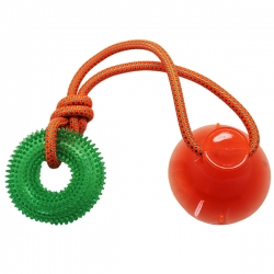 Игрушка д/собак Тяни-кусай на одной присоске 45см зеленое шипованое кольцо N1