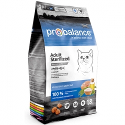 ProBalance корм сух.д/кошек 1,8кг стер.и кастрир. с курицей Sterilized АКЦИЯ -15%