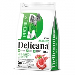Delicana сух.д/собак мелких  пород 400г Ягненок с рисом бренд