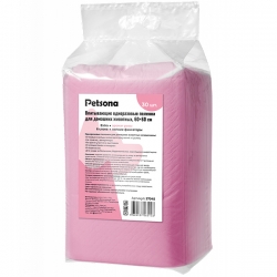 Пеленки Petsona гелевые Extra с ароматом розы, розовые, угловые стикеры, 60х60, 30шт/уп
