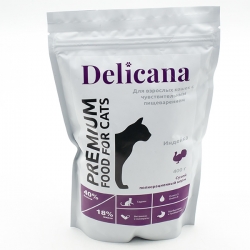 Delicana сух.д/кошек 0,4кг с чувств. пищеварением,индейка бренд