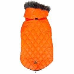 Куртка утепленная с капюшоном на флисовой подкладе неон оранжевый S N1