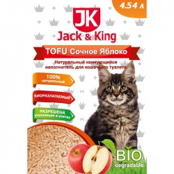 Наполнитель Jack&King ТОФУ натуральный комкующийся 4,54л Сочное яблоко