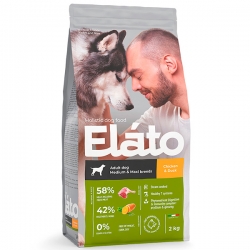 Elato Holistic корм для взрослых собак средних и крупных пород с курицей и уткой, 2кг