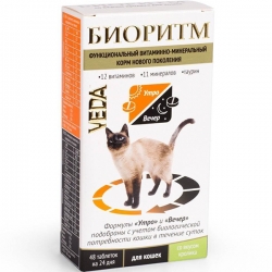 БИОРИТМ д/кошек с кроликом витаминно-минеральный корм 48таб.