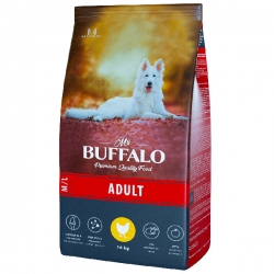 Mr.Buffalo ADULT M/L сухой корм д/собак Средних и Крупных пород 14 кг курица