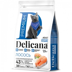Delicana сух.д/кошек 1,5 кг лосось АКЦИЯ-15%