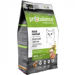 ProBalance корм сух.д/кошек 1,8 кг Adult Hairball выведение шерсти АКЦИЯ -15%
