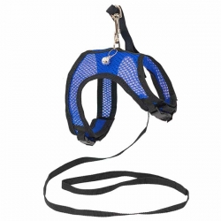 Шлейка + поводок ^АЭРО^ №8 3D-сетка об.гр. 34-40см,(д/кошек/собак) синий