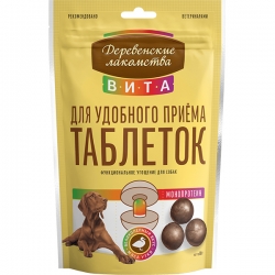 Деревенские лакомства ВИТА д/соб Угощение д/удоб.приема табл. Утка 80г.
