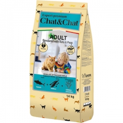 Chat & Chat Expert Premium сухой корм д/кошек 14 кг со вкусом тунца и горохом