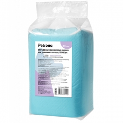 Пеленки Petsona гелевые Extra с ароматом лаванды, синие, угловые стикеры, 60х60, 30шт/уп