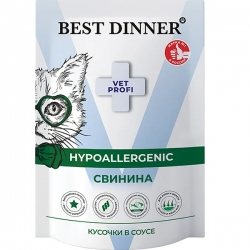 Best Dinner Exclusive VET PROFI Hypoallergenic Свинина д/кошек 85 г кусочки в соусе