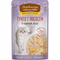 Деревенские лакомства д/кош пауч Тунец с лососем в нежном желе 70г