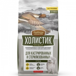 Деревенские лакомства Холистик Премьер сух.корм д/кош.кастр.и стерил. 400г утка