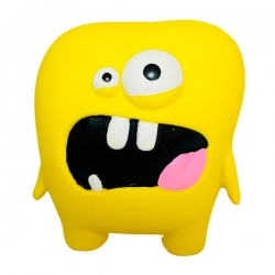 Игрушка д/собак Зубастый монстрик желтый с пищалкой, латекс, 7 см.(N1)
