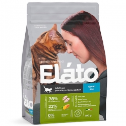 Elato Holistic корм для взрослых кошек с рыбой / для красивой и блестящей шерсти, 300г