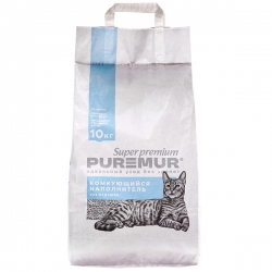 Наполнитель PureMur super premium 10кг минеральный комкующи,бумажный пакет
