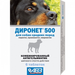 Диронет 500 д/соб средних пород 6таб.