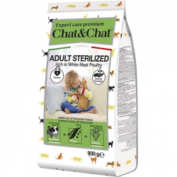 Chat & Chat Expert Premium сухой корм д/кошек стерил. 900 г с белым мясом птицы