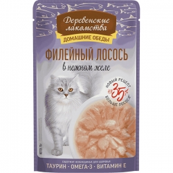 Деревенские лакомства д/кош Филейный лосось в нежном желе 70г