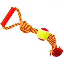 Грейфер веревка с двумя узлами, мячом и ручкой 40см.(N1)