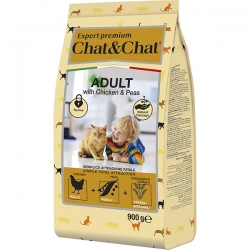 Chat & Chat Expert Premium сухой корм д/кошек 900 г с курицей и горохом