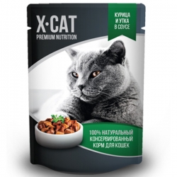 X-CAT влаж.д/кошек 85г курица и утка в соусе