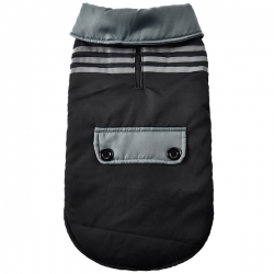 Куртка на флисовой подкладке, водонепрониц. светоотраж. полосы, черная с серым, L 45см Pet-it