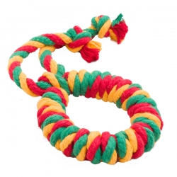 Doglike Кольцо канатное Dental Knot большое, d=13см/ L=41см, жёлтый-зелёный-красный