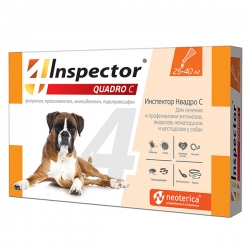 Inspector Quadro капли от вн.и внутр.параз  д/cобак от 25-40к 1 пип