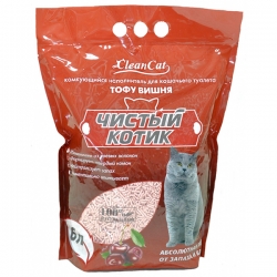 ЧИСТЫЙ КОТИК наполнитель комкующийся ^ТОФУ^вишня 6л