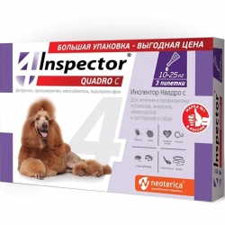 Inspector Quadro Капли для собак 10-25кг, 3 шт. срок реал. до 03.27г