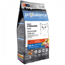 ProBalance корм сух.д/кошек 8 кг стерил.и кастрир.Sterilized (утка) АКЦИЯ-15%